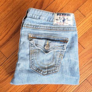 True Religion Straight Light Wash Flap Jeans